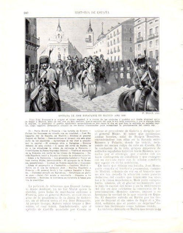 LAMINA V34045: Entrada de Jose Bonaparte en Madrid por F. Blanch
