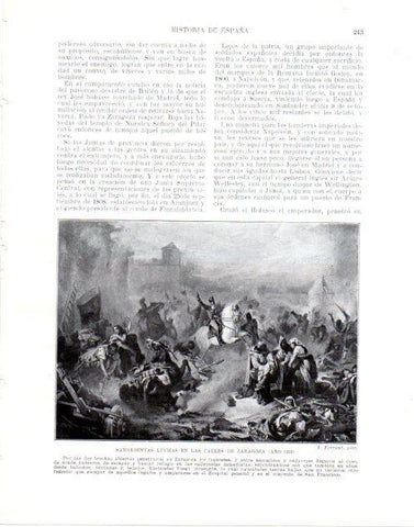 LAMINA V34048: Luchas en Zaragoza año 1808 por A. Ferrant