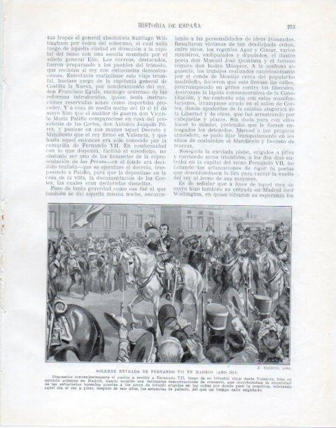 LAMINA V34061: Entrada de Fernando VII en Madrid en 1814 por J. Caldere