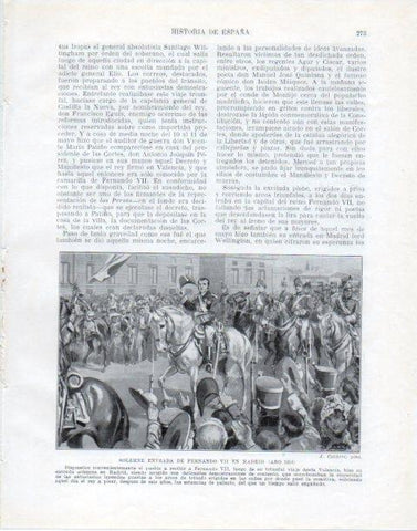 LAMINA V34061: Entrada de Fernando VII en Madrid en 1814 por J. Caldere