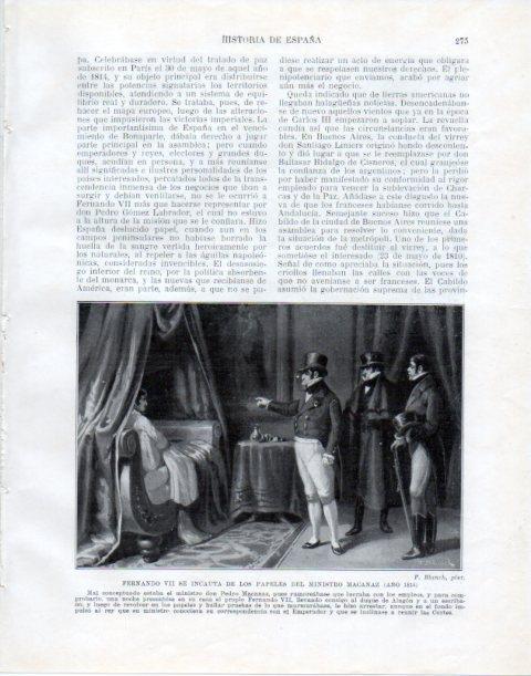 LAMINA V34062: Fernando VII incautando papeles al ministro Macanaz por F. Blanch