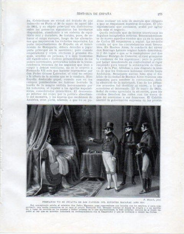 LAMINA V34062: Fernando VII incautando papeles al ministro Macanaz por F. Blanch