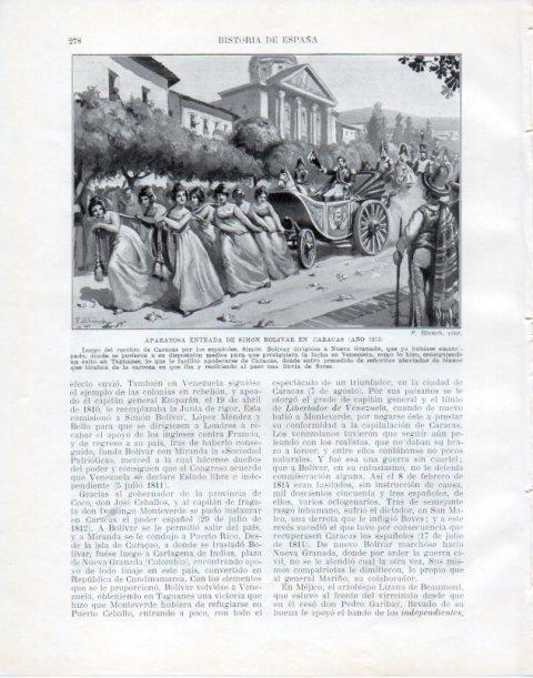 LAMINA V34063: Entrada de Simon Bolivar en Caracas en 1813 por F. Blanch