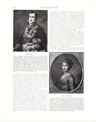 LAMINA V34020: Fernando VII y Maria Antonia