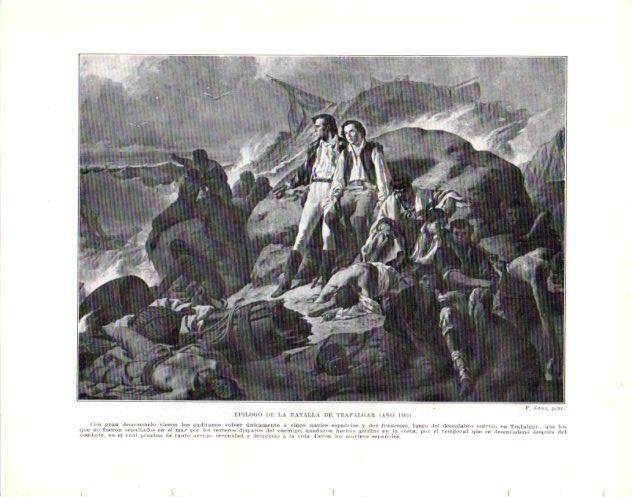 LAMINA V34025: Batalla de Trafalgar año 1805 por F. Sans