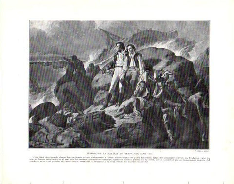 LAMINA V34025: Batalla de Trafalgar año 1805 por F. Sans