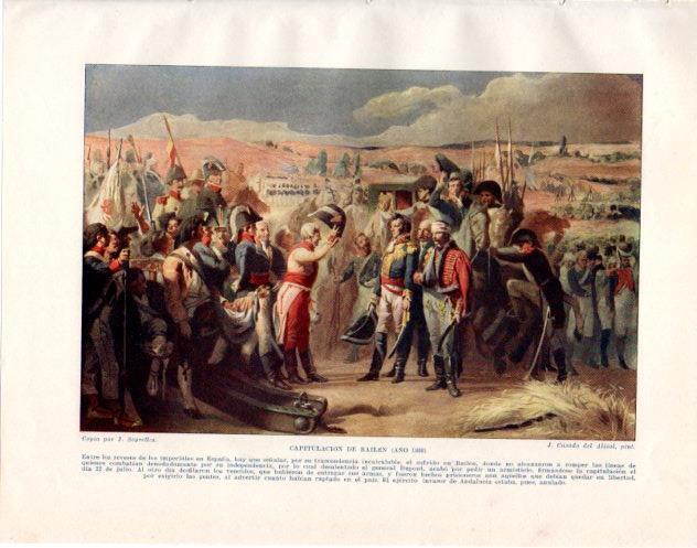 LAMINA V34027: Capitulacion de Bailen año 1808 por Casado del Alisal