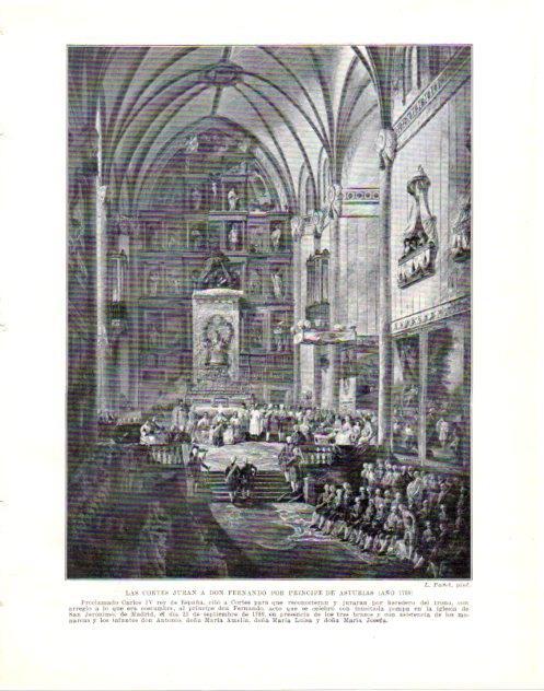 LAMINA V34028: Las Cortes juran a Don Fernando Principe de Asturias por L. Paret