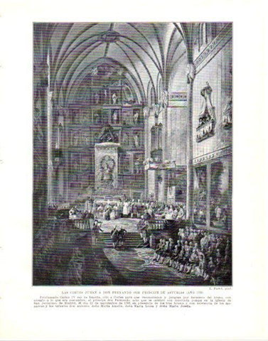 LAMINA V34028: Las Cortes juran a Don Fernando Principe de Asturias por L. Paret