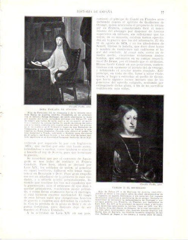 LAMINA V34035: Doña Mariana de Austria y Carlos II El Hechizado por Claudio Coello