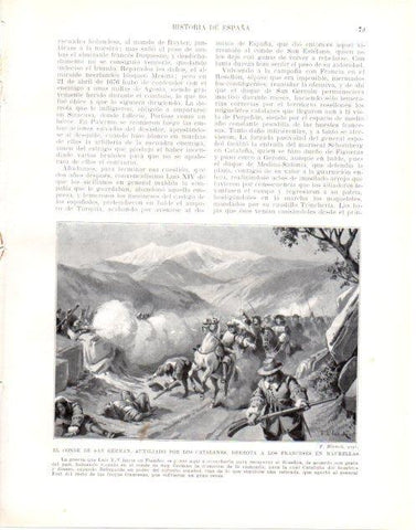 LAMINA V34036: El Conde San German derrota a los franceses en Maurellas por F. Blanch
