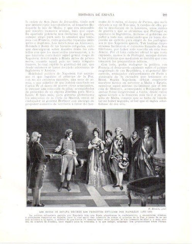 LAMINA V34018: Los reyes de España reciben los presentes enviados por Napoleon año 1800