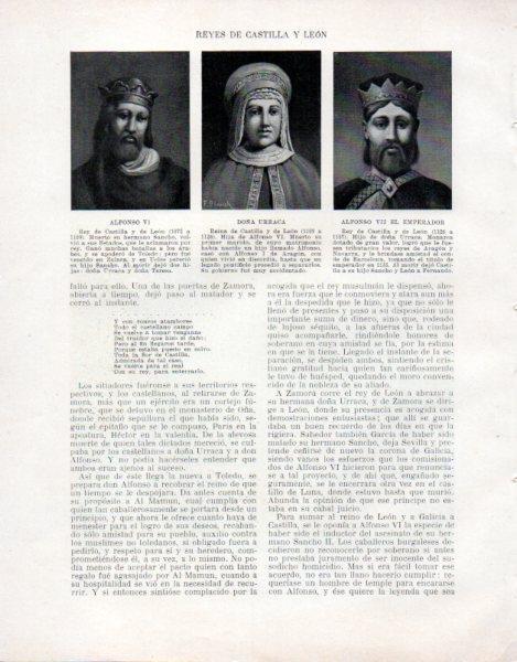 LAMINA V33510: Alfonso VI Doña Urraca y Alfonso VII El Emperador