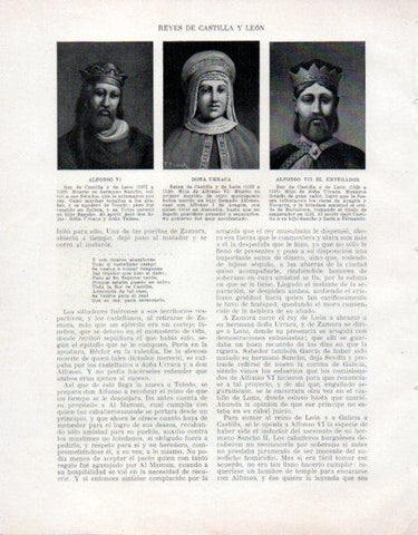 LAMINA V33510: Alfonso VI Doña Urraca y Alfonso VII El Emperador