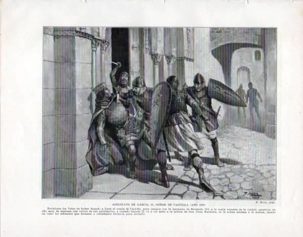 LAMINA V33516: Asesinato de Garcia II Conde de Castilla por F. Mota