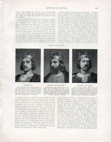 LAMINA V33494: Reyes de Leon Ramiro III Bermudo II el Gotoso y Alfonso V el Noble