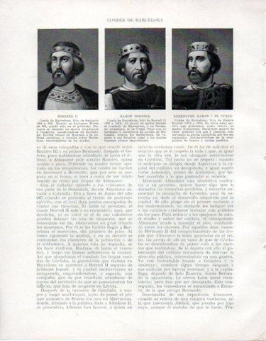 LAMINA V33496: Borrell II Ramon Borrell y Berenguer Ramon I el Cuervo Condes de Barcelona