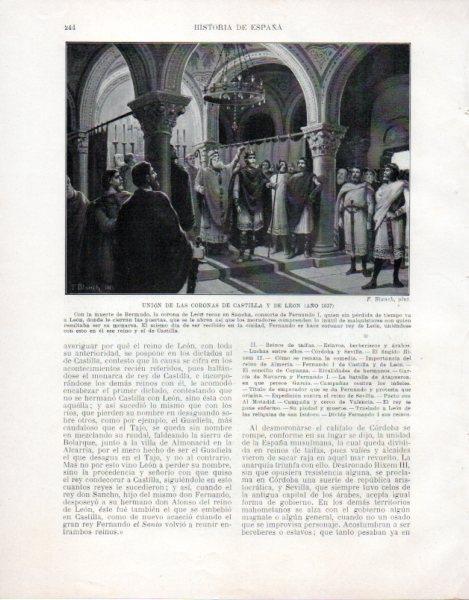 LAMINA V33504: Union de las Coronas de Castilla y Leon por F. Blanch