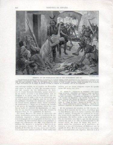 LAMINA V33495: Derrota de los normandos con su rey Gunderedo por F. Mota
