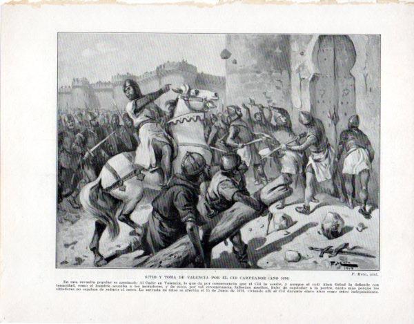 LAMINA V33534: Sitio y toma de Valencia por El Cid Campeador por F. Mota