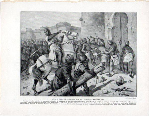 LAMINA V33534: Sitio y toma de Valencia por El Cid Campeador por F. Mota