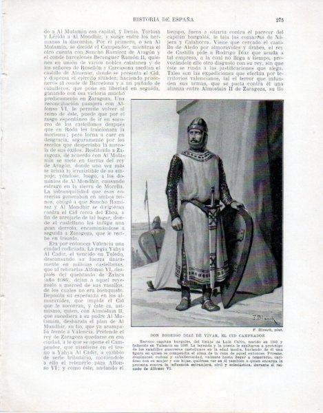 LAMINA V33537: Rodrigo Diaz de Vivar o El Cid Campeador por F. Blanch