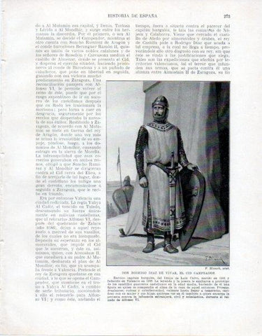 LAMINA V33537: Rodrigo Diaz de Vivar o El Cid Campeador por F. Blanch
