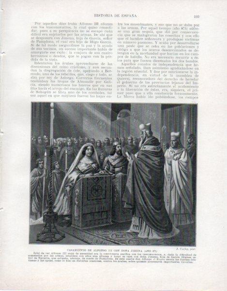 LAMINA V33484: Casamiento de Alfonso III con Doña Jimena por J. Cuchy