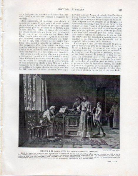LAMINA V33578: Alfonso X El Sabio dicta las Siete Partidas por J. Peiro Urrea