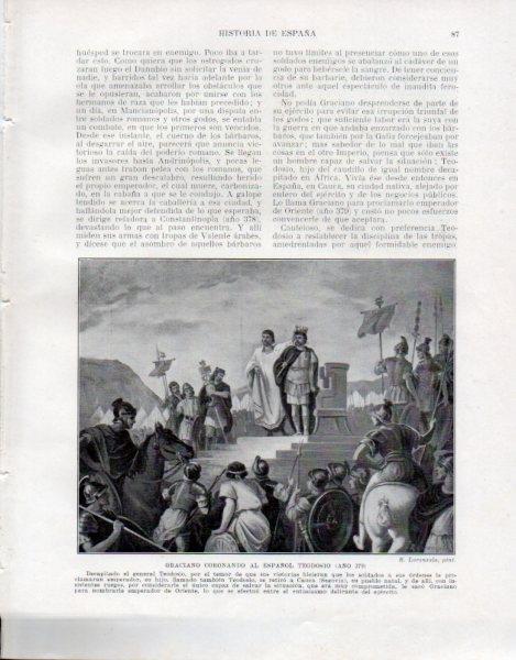 LAMINA V33419: Graciano coronando al español Teodosio por R. Lorenzale