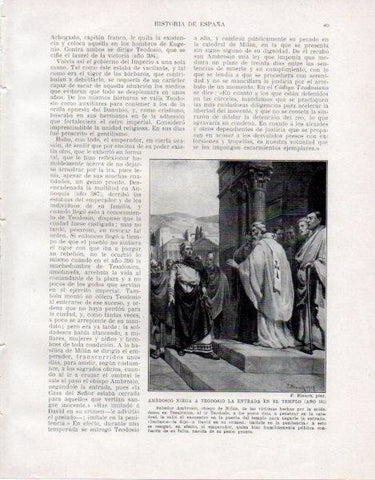 LAMINA V33420: Ambrosio niega a Teodosio la entrada en el templo por F. Blanch