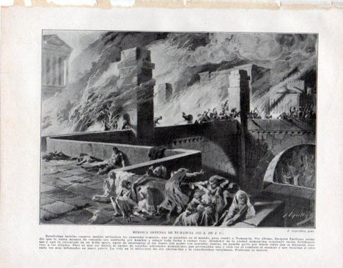 LAMINA V33424: Heroica defensa de Numancia año 133 a. de J. C. por J. Segrelles