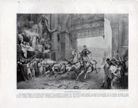 LAMINA V33430: Costumbre romana carrera de carros por J. Borrell