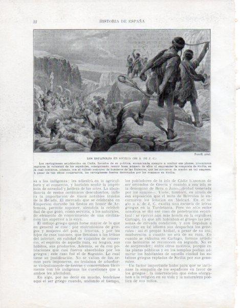 LAMINA V33400: Los españoles en Sicilia año 380 a. de JC por Tusell