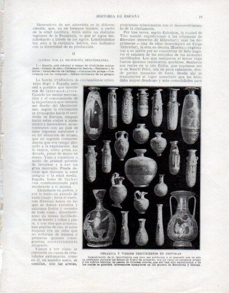 LAMINA V33401: Ceramicas y vidrios descubiertos en Empurias