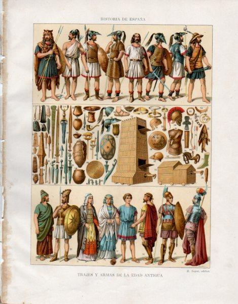 LAMINA V33402: Trajes y armas de la Edad Antigua
