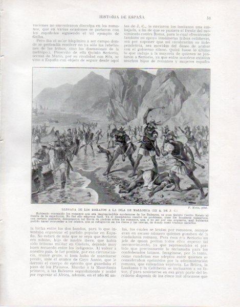 LAMINA V33406: Llegada de los romanos a la isla de Mallorca por F. Mota