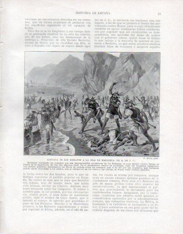 LAMINA V33406: Llegada de los romanos a la isla de Mallorca por F. Mota