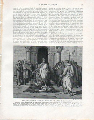 LAMINA V33475: Bernardo Conde de Barcelona asesinado por Carlos el Calvo por F. Blanch