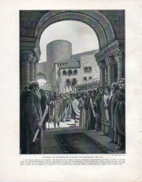LAMINA V33477: Entrada de Ludovico El Piadoso en Barcelona por F. Blanch