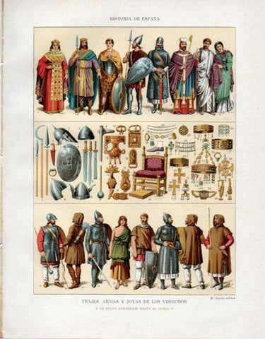 LAMINA V33480: Trajes armas y joyas de los Visigodos