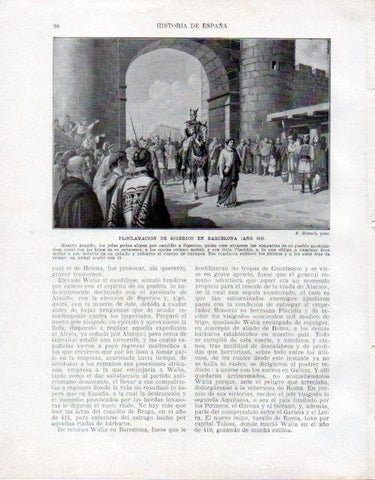 LAMINA V33437: Proclamacion de Sigerico en Barcelona año 415 por F. Blanch