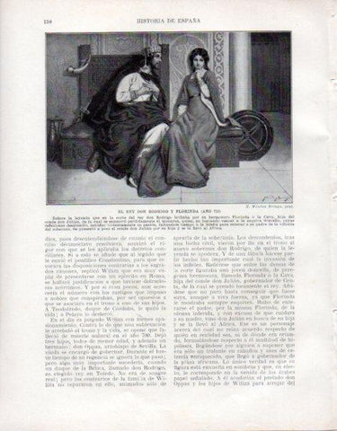 LAMINA V33454: El rey Rodrigo y Florinda año 710 por N. Nuñez Bringa