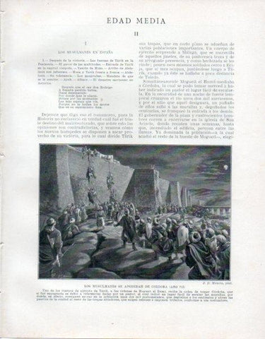 LAMINA V33456: Los musulmanes se apoderan de Cordoba año 712 por J. G. Mencia