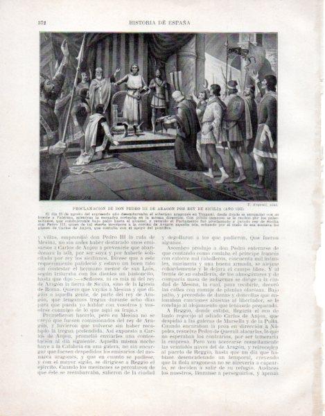 LAMINA V33581: Proclamacion de Don Pedro III de Aragon por rey de Sicilia por T. Argemi
