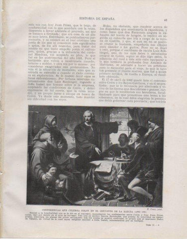 LAMINA V33704: Conferencias de Colon en el convento de La Rabida por E. Cano