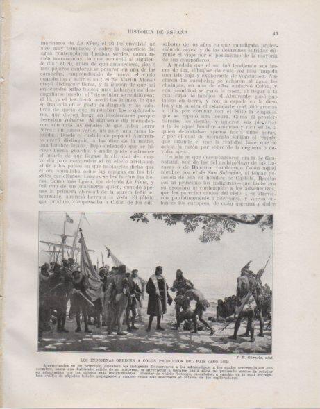 LAMINA V33705: Los indigenas ofrecen a Colon productos del pais por J. R. Garnelo