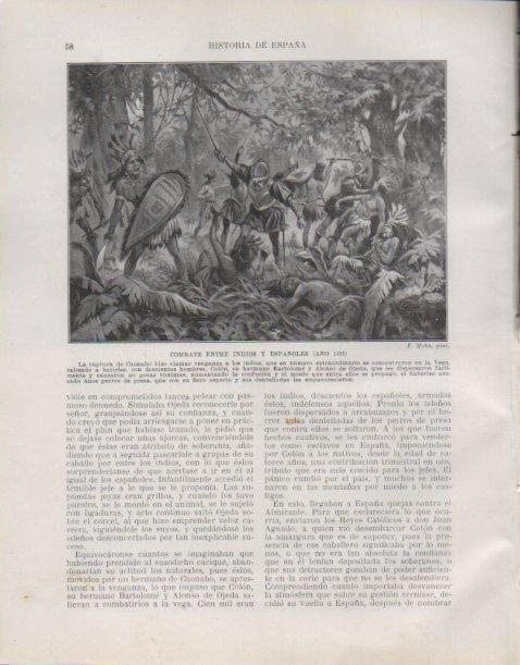 LAMINA V33709: Combate entre indios y españoles por F. Mota