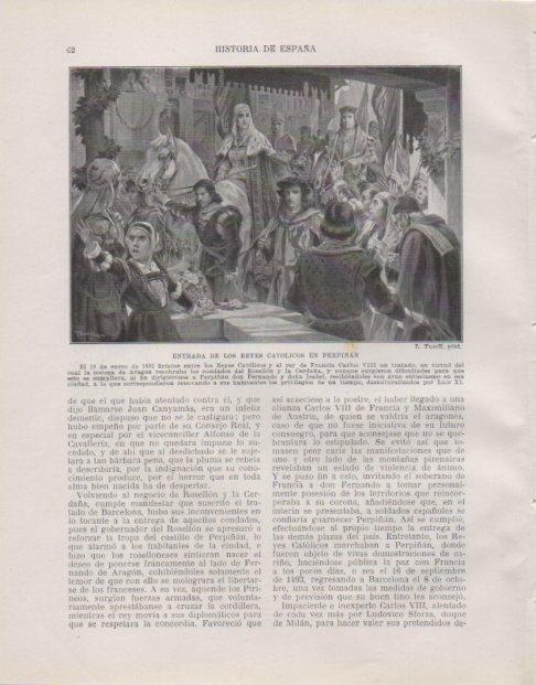 LAMINA V33711: Entrada de los Reyes Catolicos en Perpiñan por L. Tusell