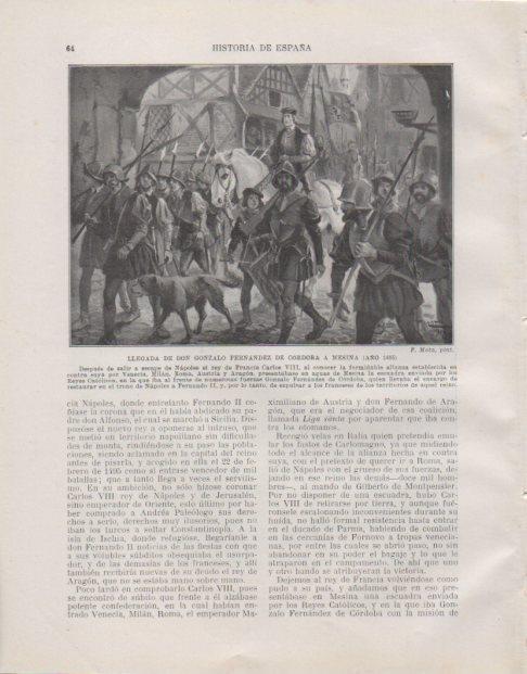 LAMINA V33712: Llegada de Don Gonzalo Fernandez de Cordoba a Mesino por F. Mota